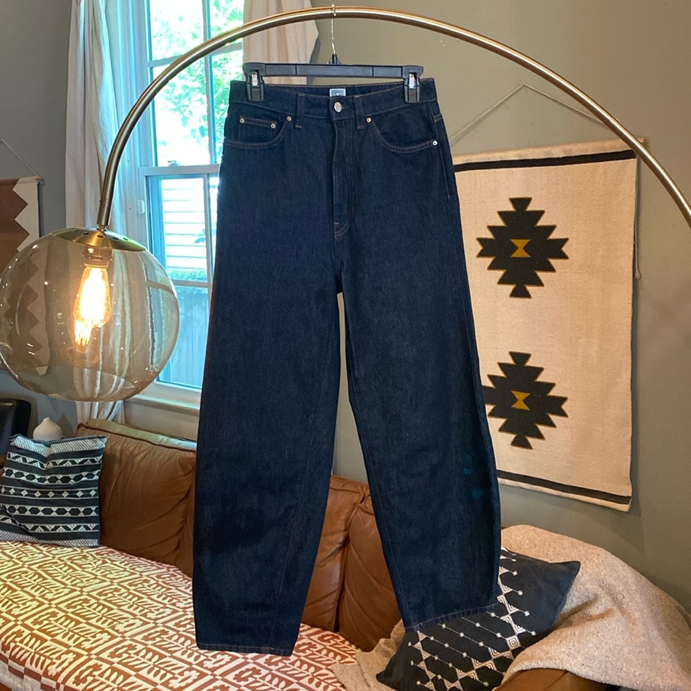Toteme Barrel Leg Denim Raw Blue
